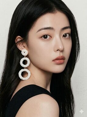 BaubleBar White Beaded Hoop Drop Earrings - Summer Statement